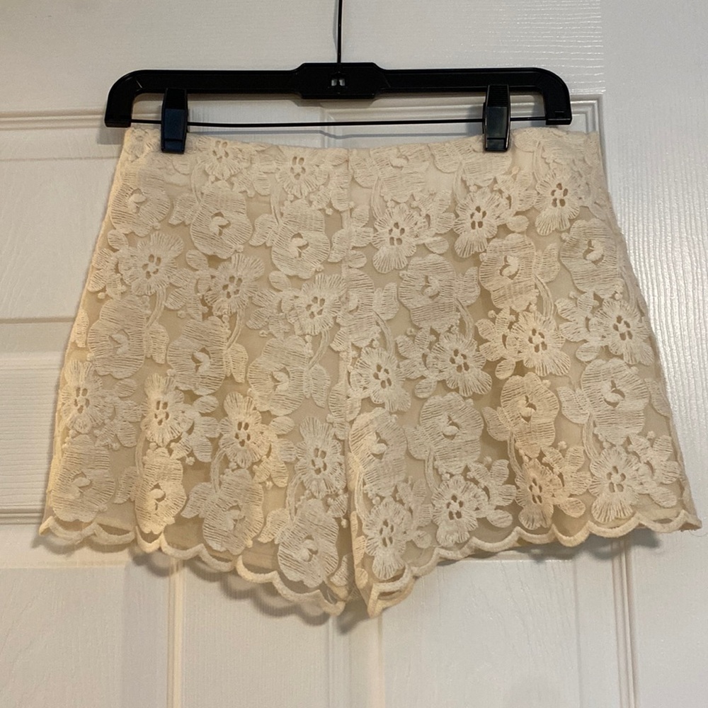 White lace shorts